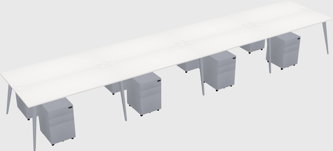 Shared rectangular office desk system