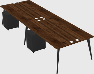 Shared rectangular office desk system