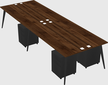 Shared rectangular office desk system
