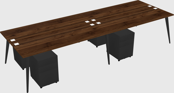 Shared rectangular office desk system