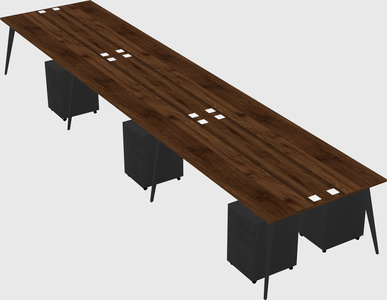 Shared rectangular office desk system