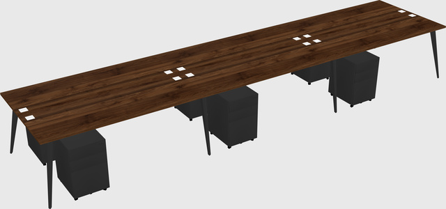 Shared rectangular office desk system
