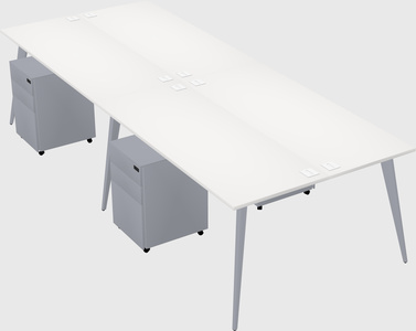 Shared rectangular office desk system