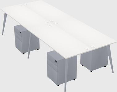 Shared rectangular office desk system