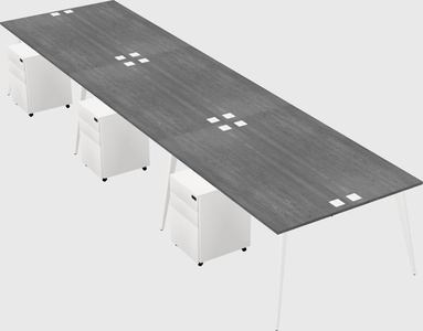 Shared rectangular office desk system