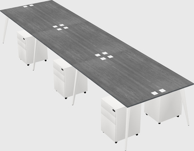 Shared rectangular office desk system