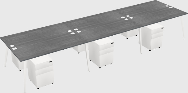 Shared rectangular office desk system