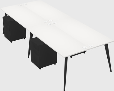 Shared rectangular office desk system