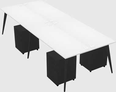 Shared rectangular office desk system