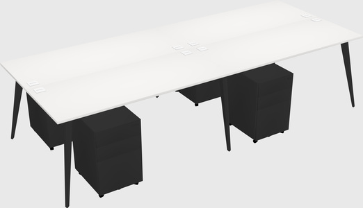 Shared rectangular office desk system