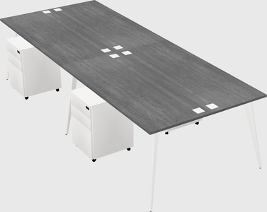 Shared rectangular office desk system