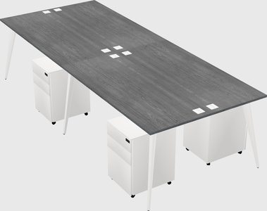 Shared rectangular office desk system