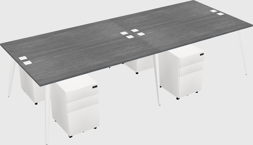 Shared rectangular office desk system