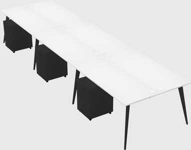 Shared rectangular office desk system