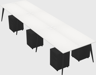 Shared rectangular office desk system