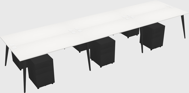 Shared rectangular office desk system