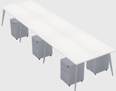 Shared rectangular office desk system
