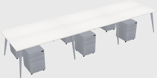 Shared rectangular office desk system