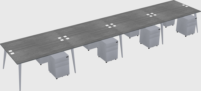 Shared rectangular office desk system