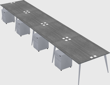 Shared rectangular office desk system