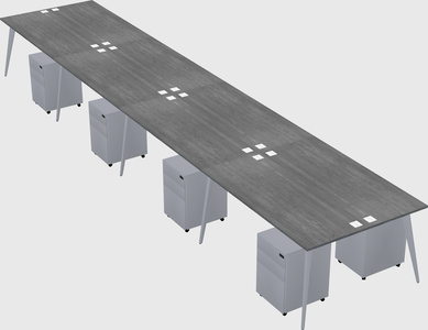 Shared rectangular office desk system