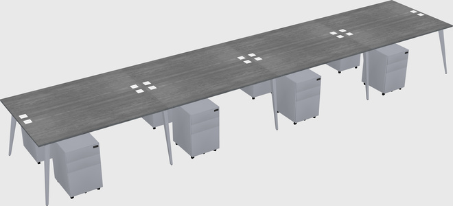Shared rectangular office desk system
