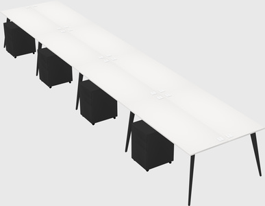 Shared rectangular office desk system