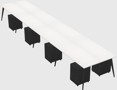 Shared rectangular office desk system