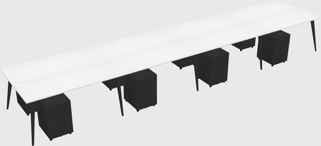 Shared rectangular office desk system