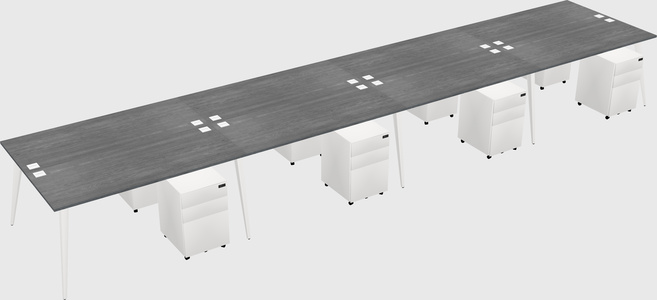 Shared rectangular office desk system