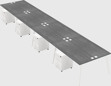 Shared rectangular office desk system