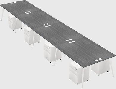 Shared rectangular office desk system
