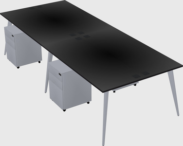 Shared rectangular office desk system