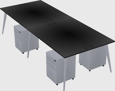 Shared rectangular office desk system