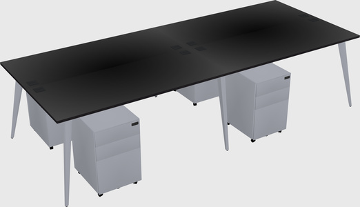 Shared rectangular office desk system