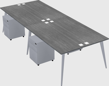 Shared rectangular office desk system