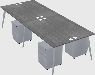 Shared rectangular office desk system