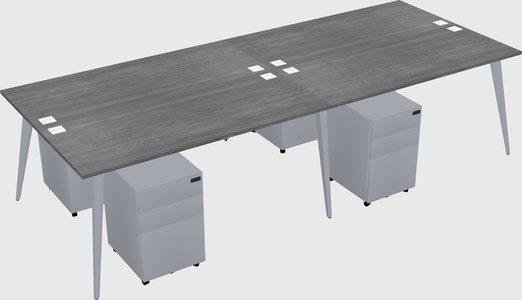 Shared rectangular office desk system