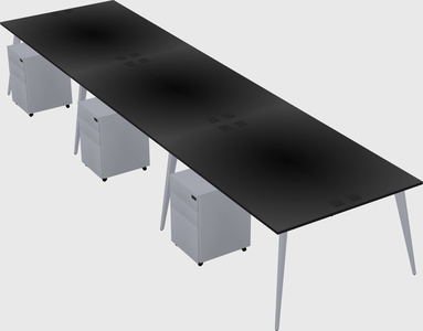 Shared rectangular office desk system