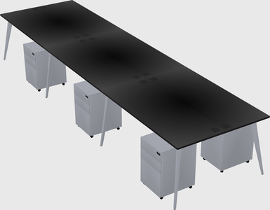 Shared rectangular office desk system