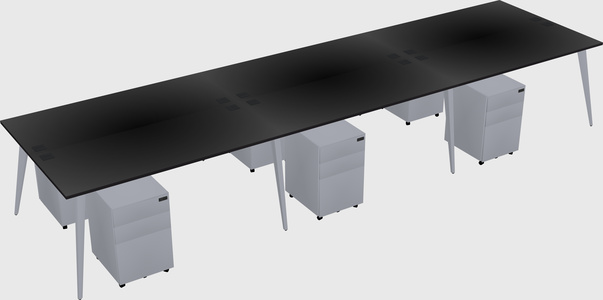 Shared rectangular office desk system