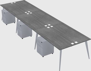 Shared rectangular office desk system
