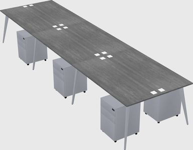 Shared rectangular office desk system
