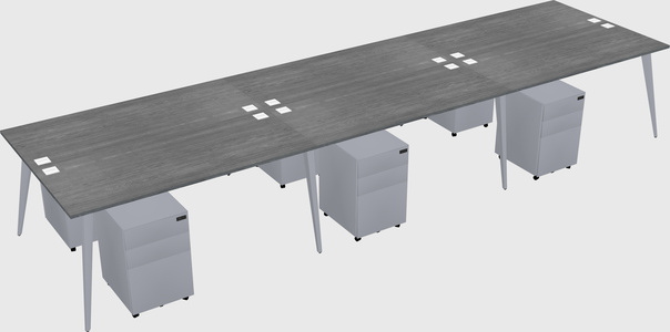 Shared rectangular office desk system