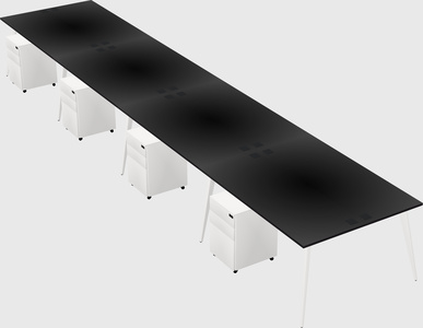 Shared rectangular office desk system