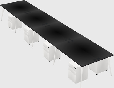 Shared rectangular office desk system
