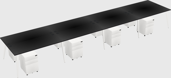 Shared rectangular office desk system
