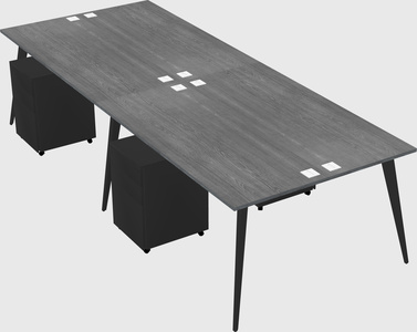 Shared rectangular office desk system