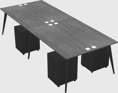 Shared rectangular office desk system
