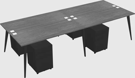 Shared rectangular office desk system
